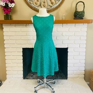 Green Floral Lace Fit & Flare Short Dress - Juniors